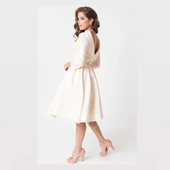 Unique Vintage | Dresses | Nwt Unique Vintage Cream Satin Sleeved Lana Bridal  Dress Size Small | Poshmark